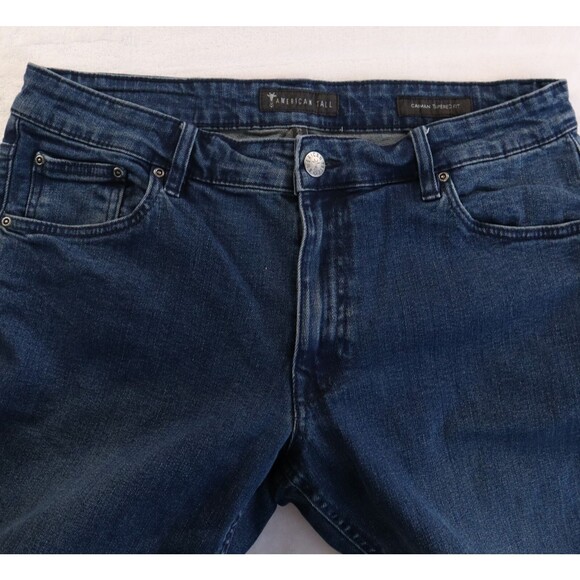 American Tall Carman Men's 35Wx35L Tapered Slim Fit Low Rise Jeans Coastal Blue - Picture 3 of 16